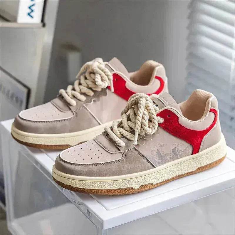 Chaussures Décontractées à Lacets pour Hommes Semelle Épaisse Souple Mode Confortable Baskets Plates Étudiant Plateforme Chaussures de Marche d'Extérieur