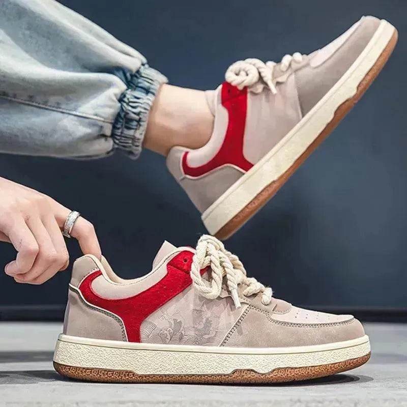 Chaussures Décontractées à Lacets pour Hommes Semelle Épaisse Souple Mode Confortable Baskets Plates Étudiant Plateforme Chaussures de Marche d'Extérieur