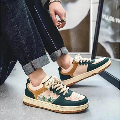 Chaussures Décontractées à Lacets pour Hommes Semelle Épaisse Souple Mode Confortable Baskets Plates Étudiant Plateforme Chaussures de Marche d'Extérieur