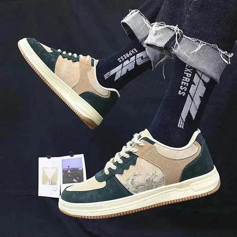 Chaussures Décontractées à Lacets pour Hommes Semelle Épaisse Souple Mode Confortable Baskets Plates Étudiant Plateforme Chaussures de Marche d'Extérieur