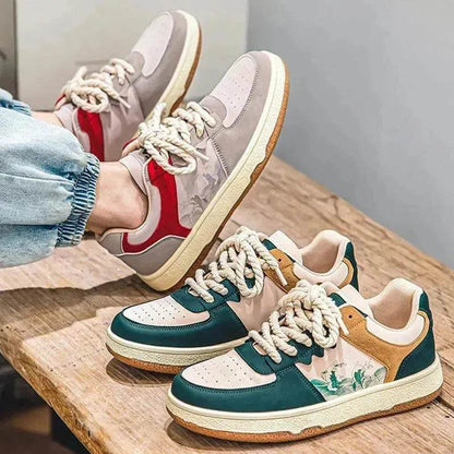 Chaussures Décontractées à Lacets pour Hommes Semelle Épaisse Souple Mode Confortable Baskets Plates Étudiant Plateforme Chaussures de Marche d'Extérieur