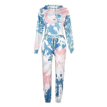 Ladies Casual Long-sleeved Tie-dye Printing Ladies Casual Suit