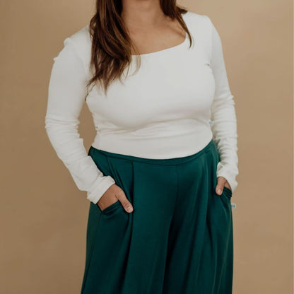 Ladies Bamboo Eva Sculpted Square Neck Crop | Black