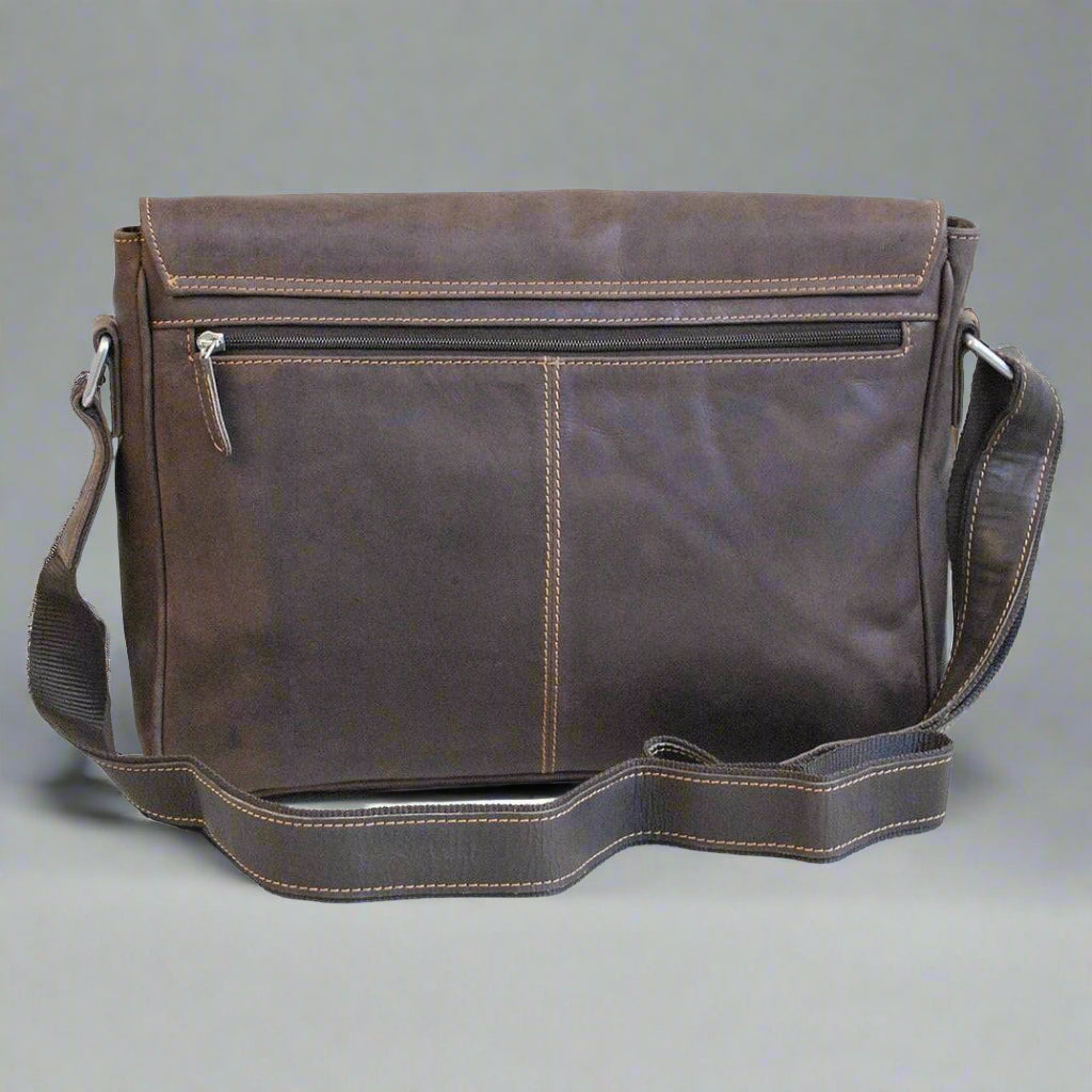 Sacoche en cuir pour ordinateur portable Greenwood. Sacoche Messager en cuir Pull-Up ciré de qualité supérieure