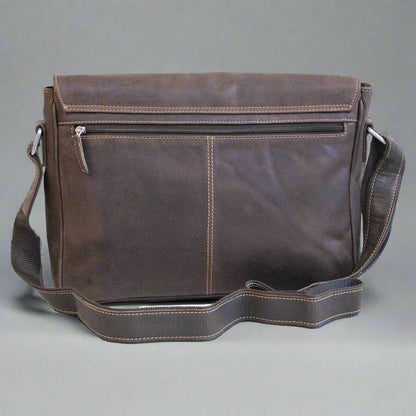 Sacoche en cuir pour ordinateur portable Greenwood. Sacoche Messager en cuir Pull-Up ciré de qualité supérieure