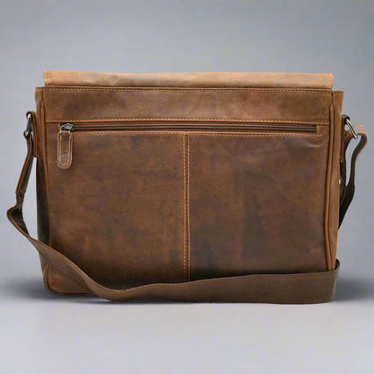 Sacoche en cuir pour ordinateur portable Greenwood. Sacoche Messager en cuir Pull-Up ciré de qualité supérieure