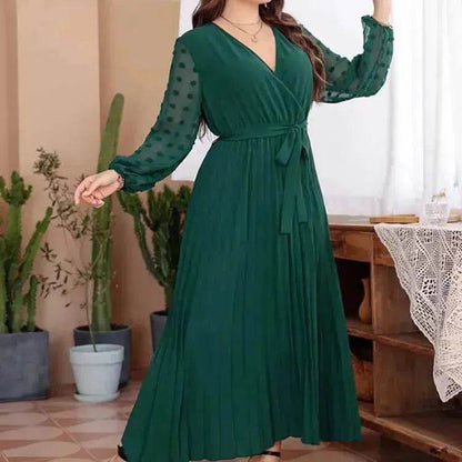 Large Size Solid Color Elastic Waist flared Abaya Dress for Turkey Middle East Women