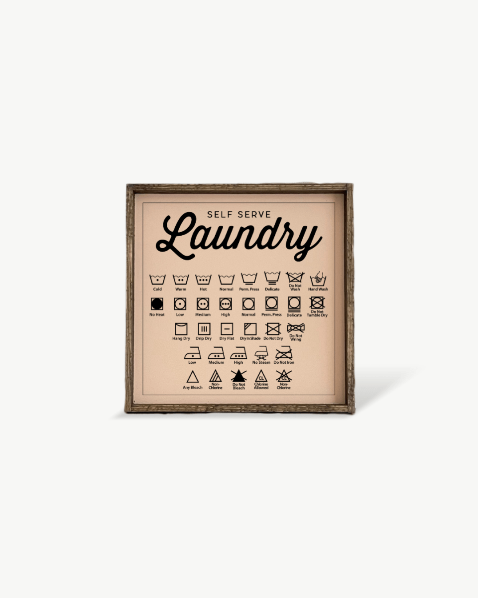 Laundry Symbols Wood Sign