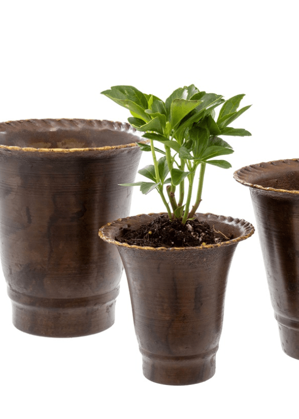 Leather Effect Trumpet Pots – Set of 3