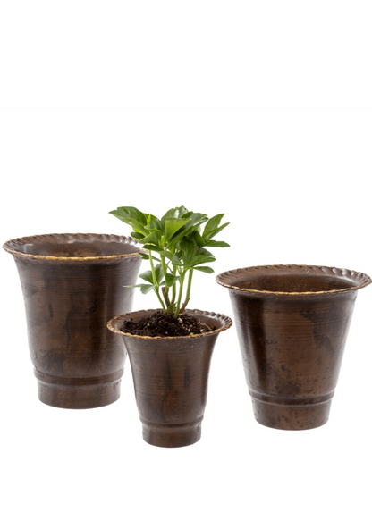 Leather Effect Trumpet Pots – Set of 3