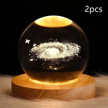 LED Night Light Galaxy Crystal Ball Table Lamp 3D Planet Moon Lamp Bedroom Home Decor For Kids Party Children Birthday Gifts
