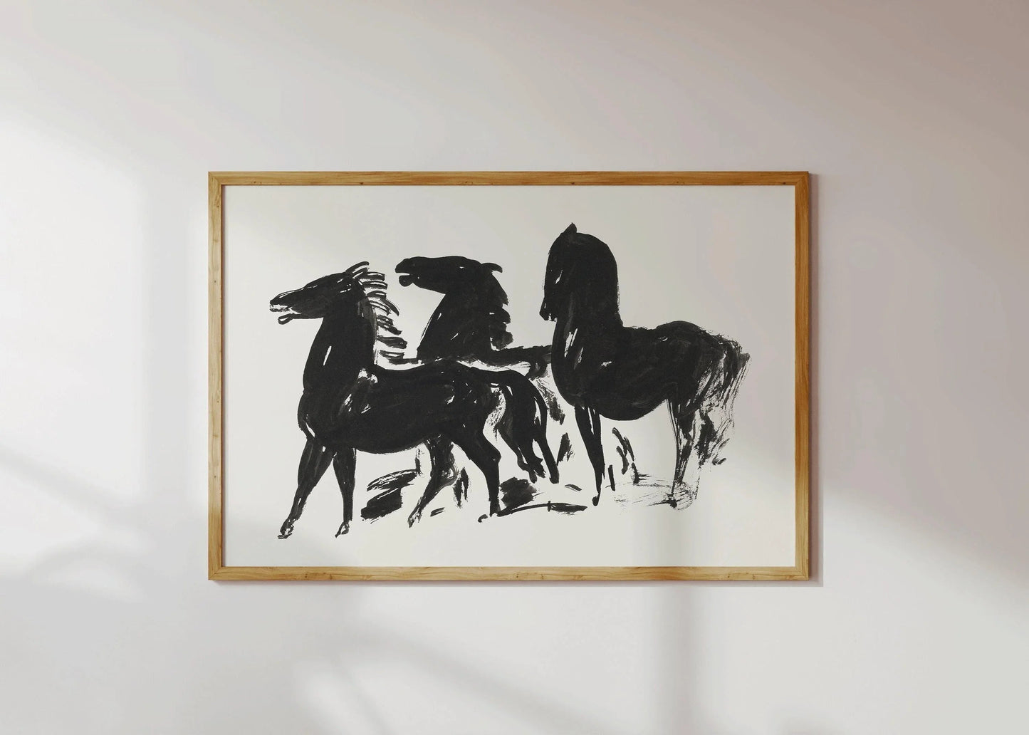 Leo Gestel - Three Black Horses | Vintage Neutral Sketch Art (available handframed or unframed)