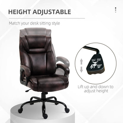 Joel Executive Office Chair with High Back, Adjustable Height and 400LBS Capacity-Brown