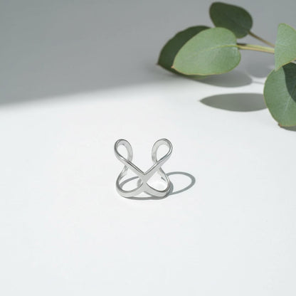 Open X Ring - Grey Stainless Steel