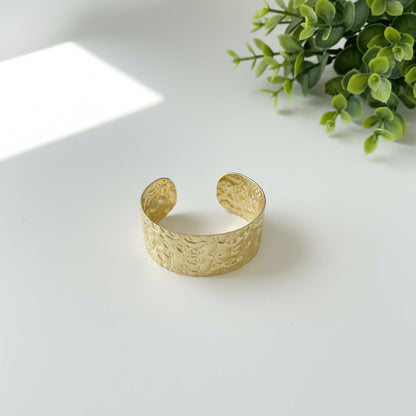 Beaten Stainless Steel Cuff - Gold Stainless Steel