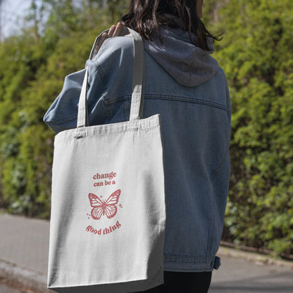 Tote bag "Change can be a good thing" brodé