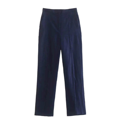Ensemble 3 pièces de costume de bureau formel pour femmes : Blazer croisé en lin, gilet et pantalon droit