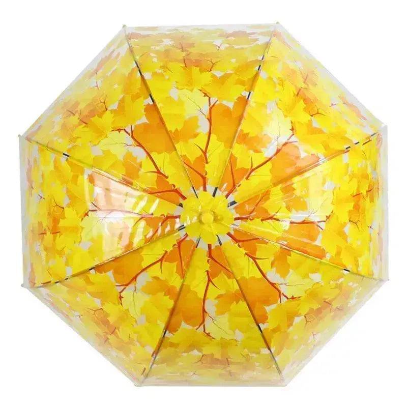 Long Handle Transparent Umbrella Painted Umbrella Maple Leaf Umbrella
