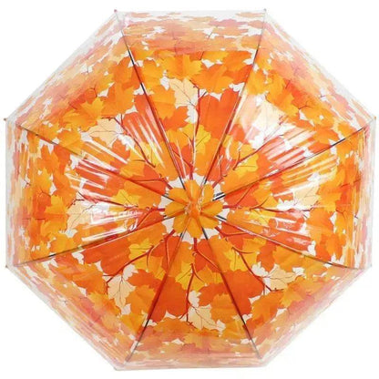 Long Handle Transparent Umbrella Painted Umbrella Maple Leaf Umbrella