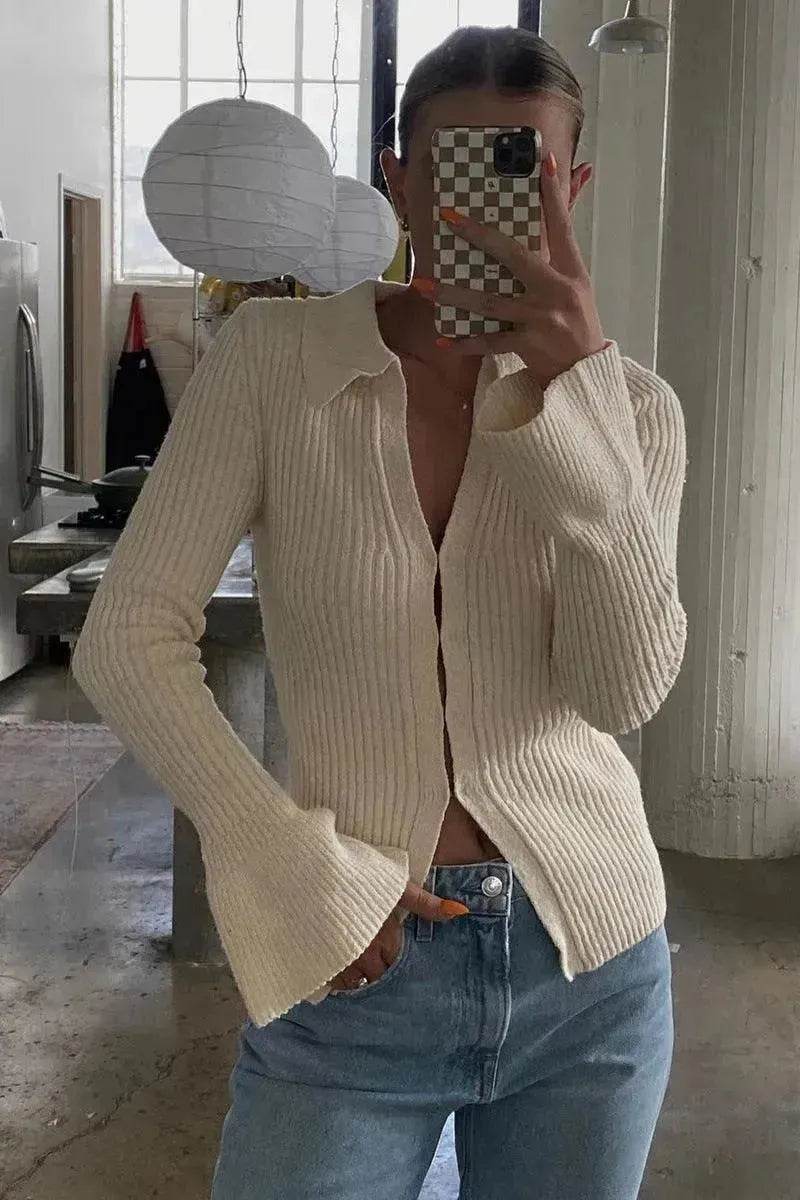 Long Sleeve Top Bell Sleeve Bottoming Casual Street