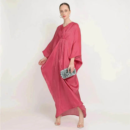 Loose Batwing Long Sleeve Abaya Dress for Arab Dubai Turkey Middle East Women