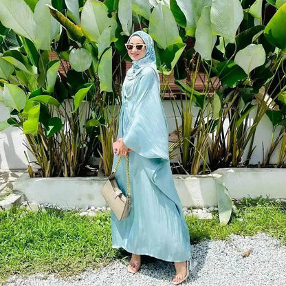 Loose Batwing Long Sleeve Abaya Dress for Arab Dubai Turkey Middle East Women