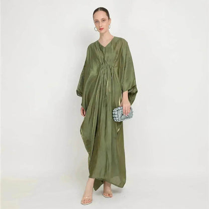 Loose Batwing Long Sleeve Abaya Dress for Arab Dubai Turkey Middle East Women
