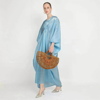 Loose Batwing Long Sleeve Abaya Dress for Arab Dubai Turkey Middle East Women