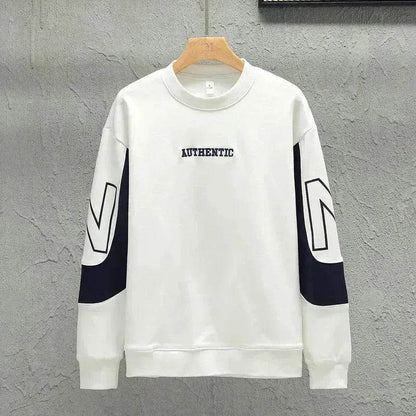 Loose Color Matching Round Neck Long Sleeve T-shirt Casual Top