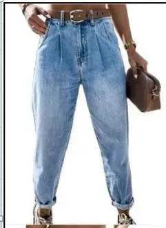 Loose High Waist Washed Daddy Pants Denim Trousers Women