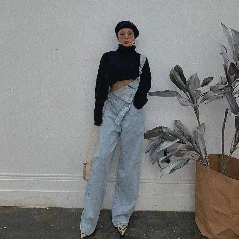 Combinaison-pantalon ample en jean pour femme