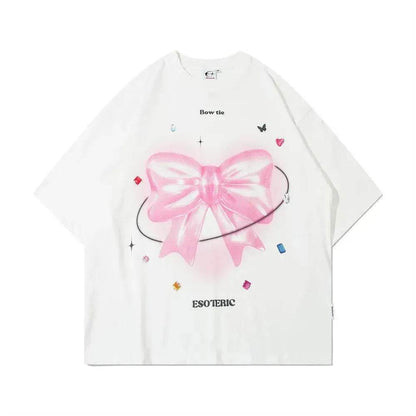 Love Heart Bow Tie Printed Short Sleeve