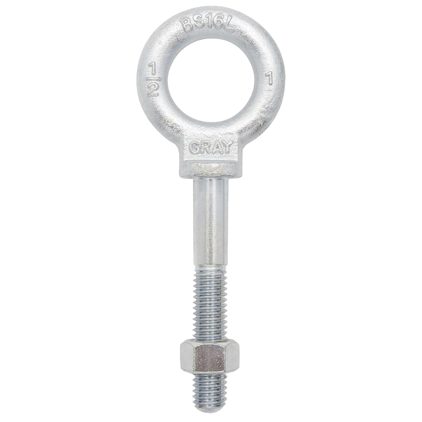 Eye Bolt, 2-9/16" Dia., 6" L, Zinc Plated, 5200 lbs. (2.6 tons) Capacity