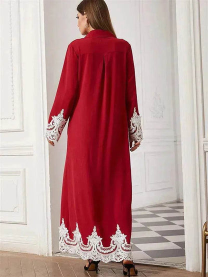 Chemisier brodé luxueux cardigan en dentelle robe pour belles femmes arabes de Dubaï et du Moyen-Orient