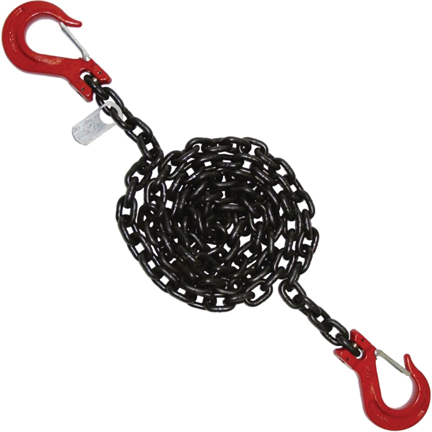 Chain Sling, Grade 100 Chain, Single Legs, Slip & Slip Hooks, 3/8" x 5'