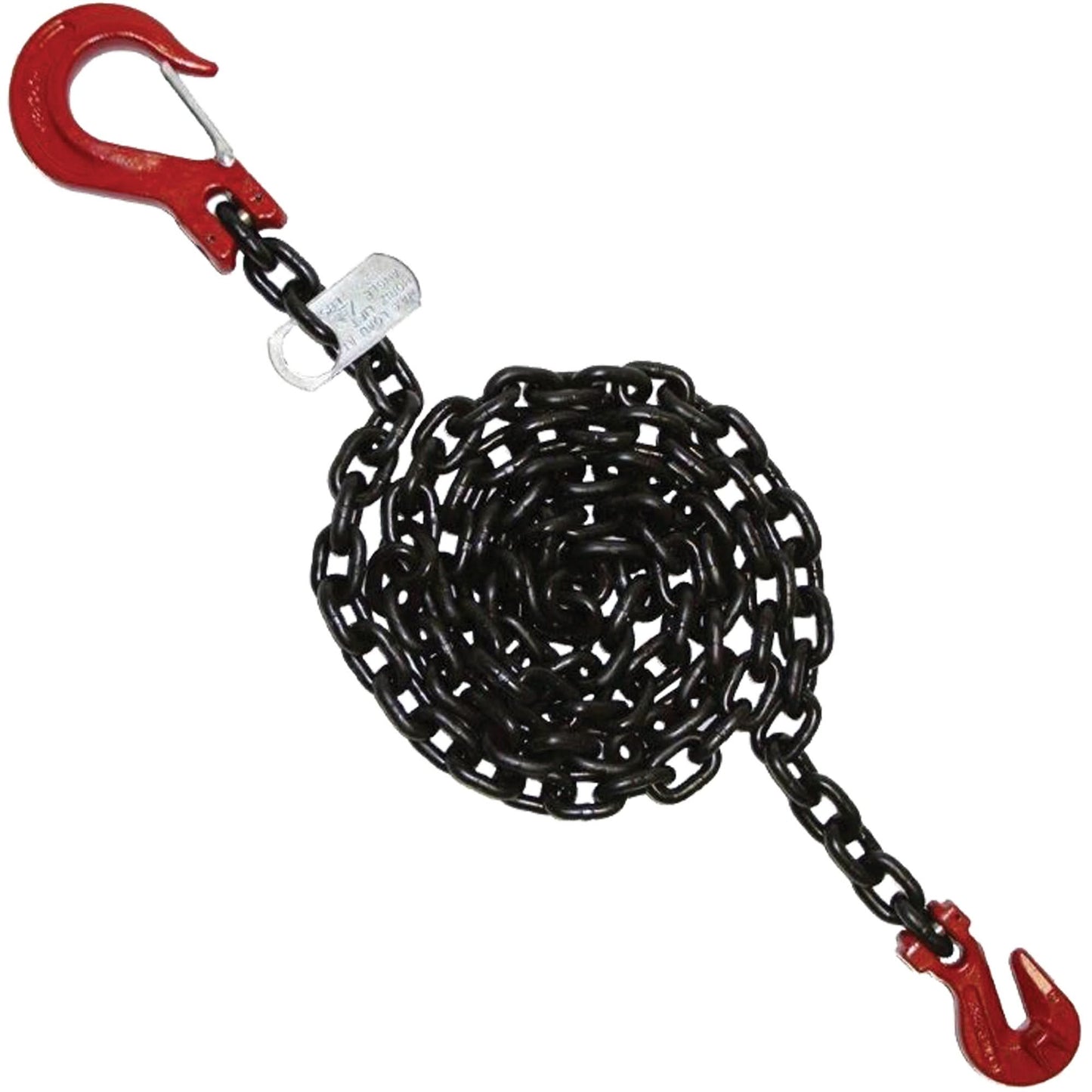 Chain Sling, Grade 100 Chain, Single Legs, Grab & Slip Hooks, 9/32" x 5'