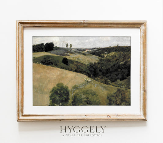 Tableau Paysage Vintage | Œuvre d'Art Colline Tons Terre L228