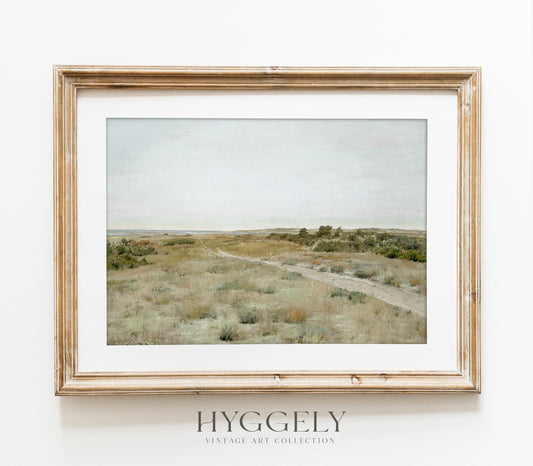 Impression d'art paysage pastel de champ de printemps vintage L0219