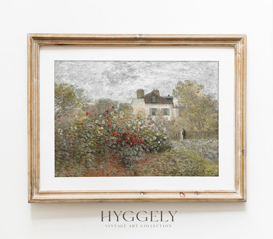 Peinture à l'huile florale de chalet | Impression d'art de paysage aux couleurs douces L224