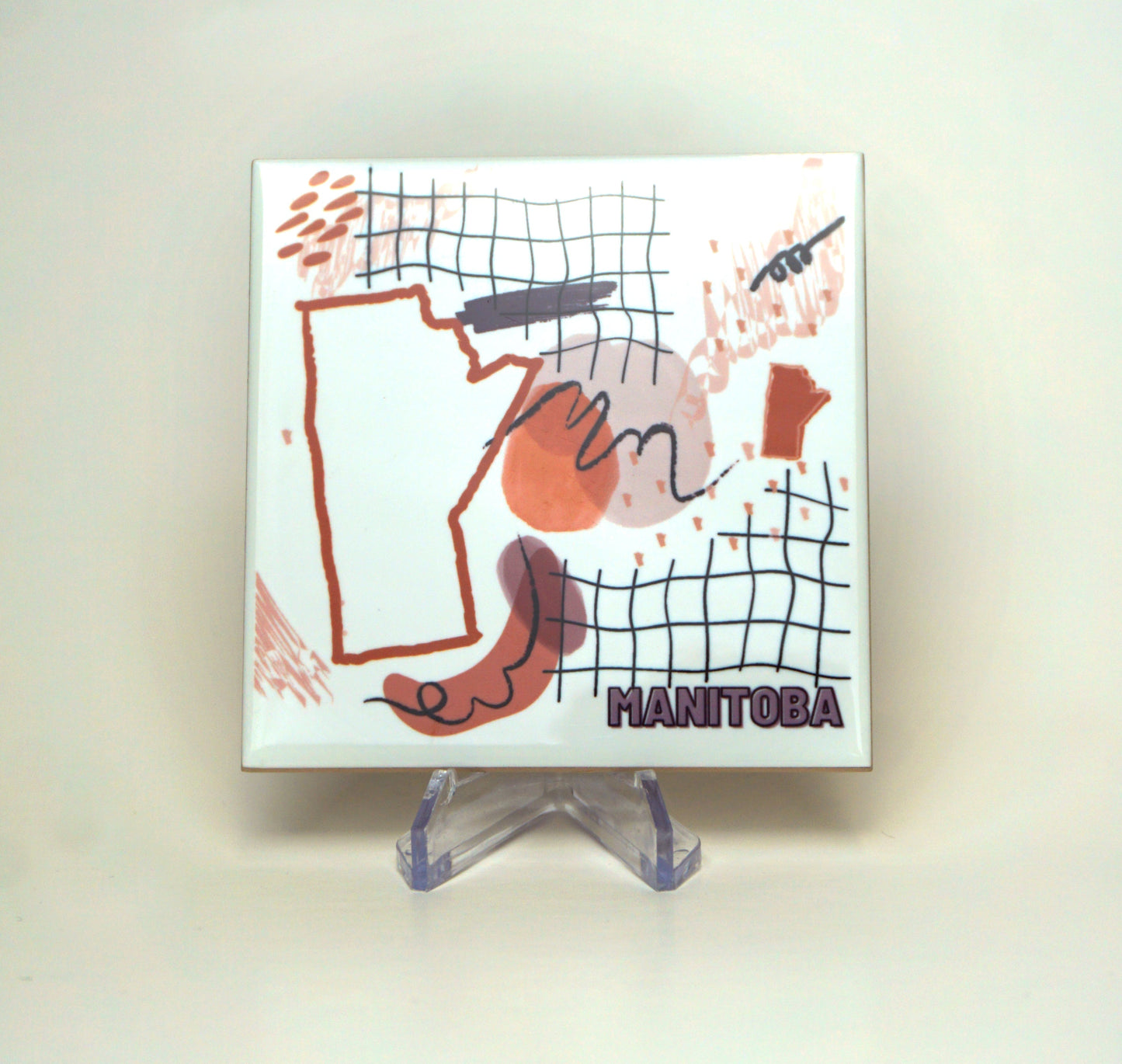 Sous-verre avec illustration linéaire du Manitoba