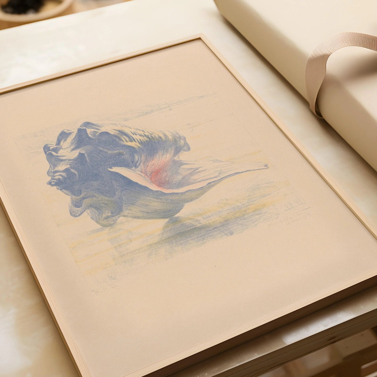 Seashell Art Print: Maurits van der Valk, Beige and Blue