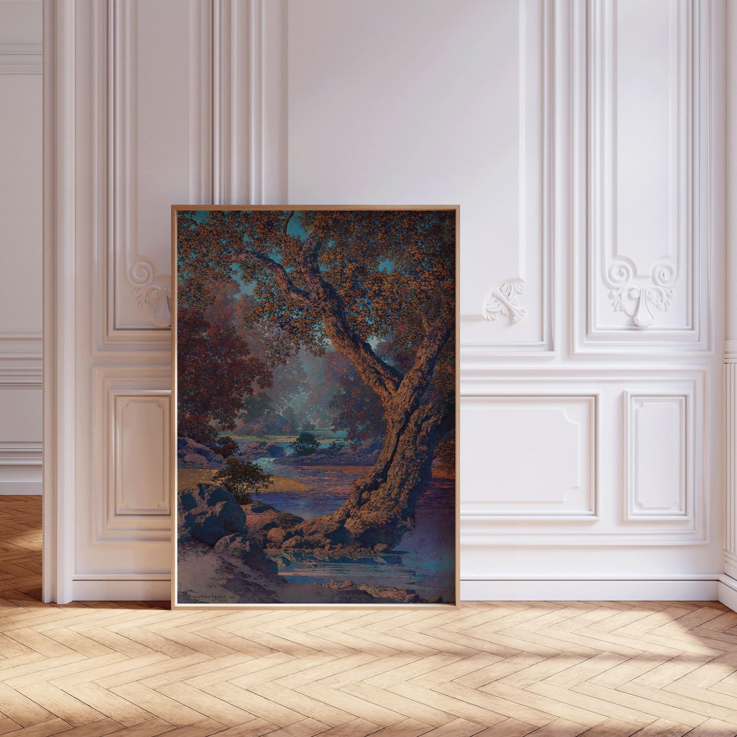 Maxfield Parrish - Autumn Brook | Colorful Maximalist American Classic Art (available handframed or unframed)