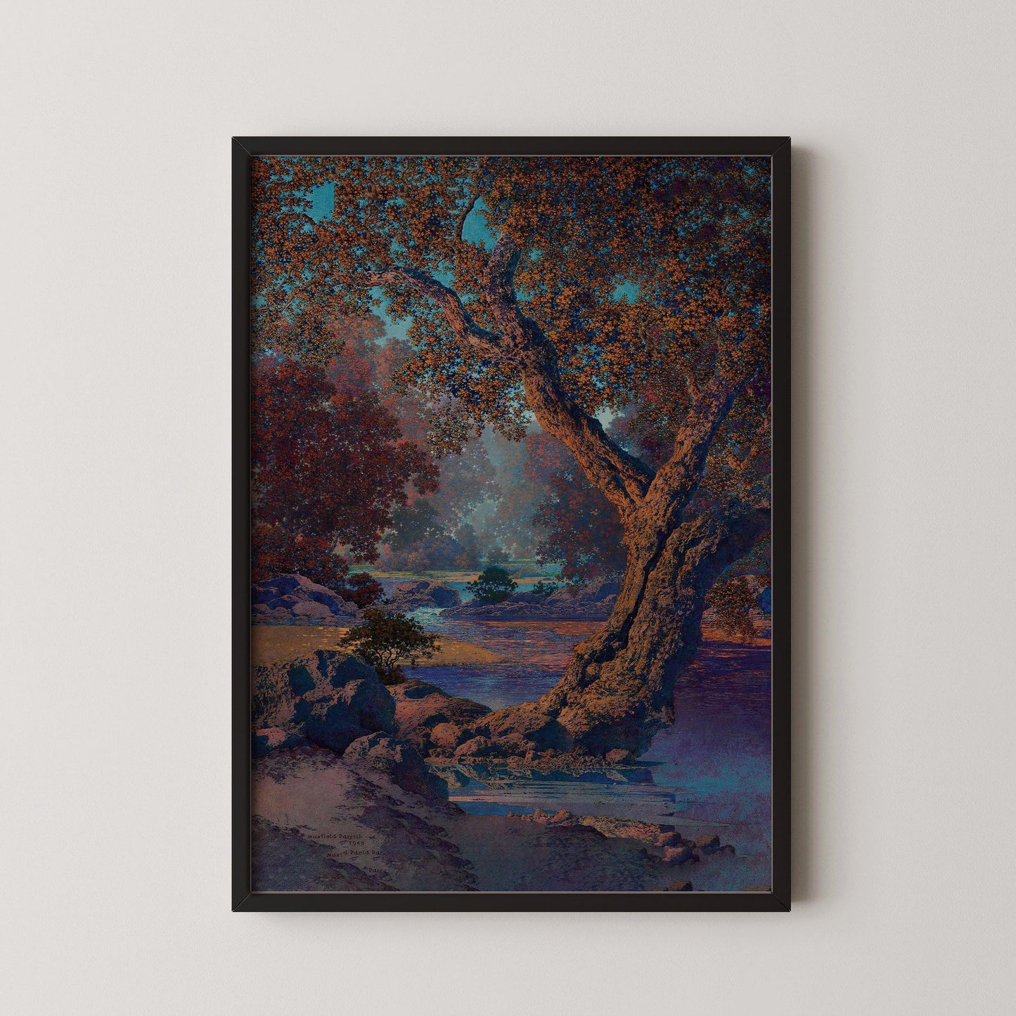 Maxfield Parrish - Autumn Brook | Colorful Maximalist American Classic Art (available handframed or unframed)