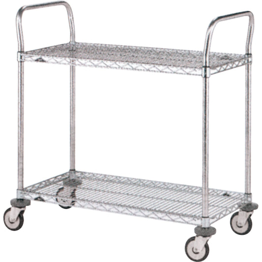 Standard-Duty Utility Cart With Wire Shelves, Chrome Plated, 18" x 39" x 30", 375 lbs. Capacity