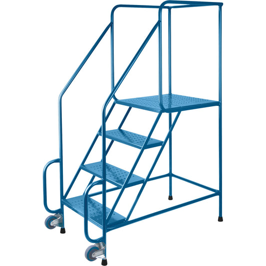 Échelles inclinables et roulantes, acier, 4 marches, 22" de large, marche supérieure de 24" P x 38" H
