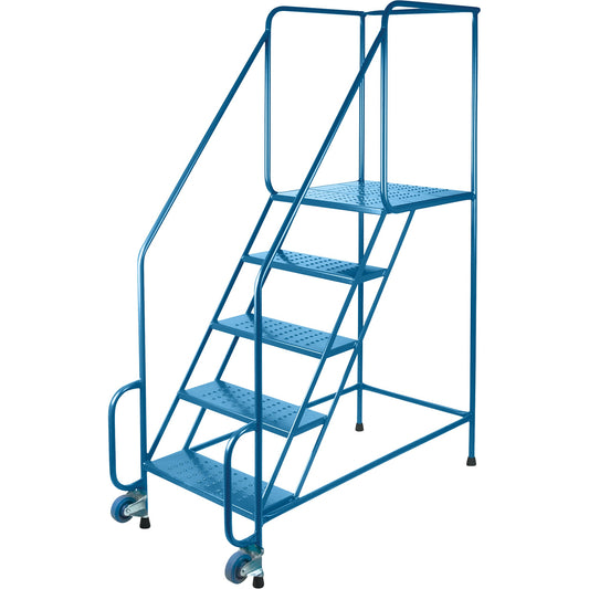 Échelles inclinables et roulantes, acier, 6 marches, 56 cm de large, 61 cm P x 142 cm H Marche supérieure