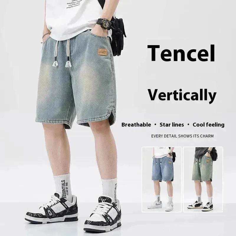 Men's Loose Casual Starry Sky Pattern Denim Shorts