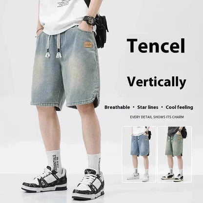 Men's Loose Casual Starry Sky Pattern Denim Shorts