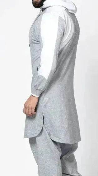 Fashionable and Elegant Mens Colorblock Robe Arab  Zip Pocket Sweatshirt Moroccan Men's Jalabiya