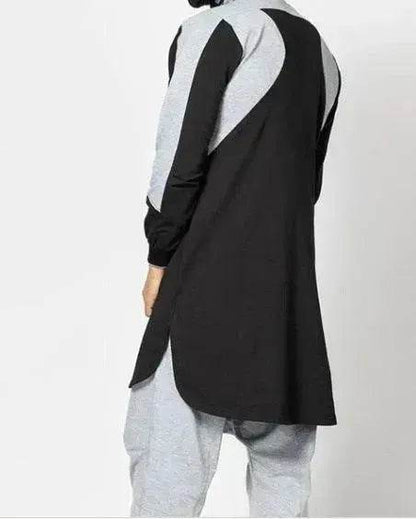 Fashionable and Elegant Mens Colorblock Robe Arab  Zip Pocket Sweatshirt Moroccan Men's Jalabiya
